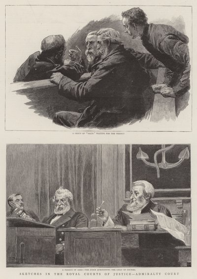 Sketches in the Royal Courts of Justice, Admiralty Court by Robert Barnes